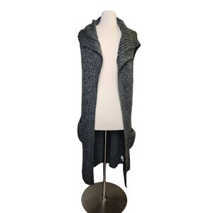 Prana Long Chunky Open Front Sleeveless Duster Cardigan Sweater Wool Knit Large